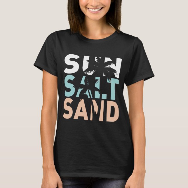 sol sal areia, camiseta de praia, verão (Frente)