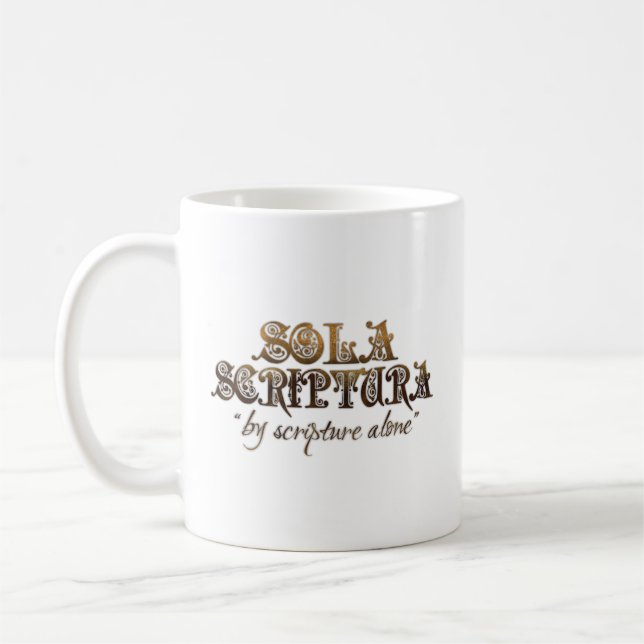 "SOLA SCRIPTURA" (verso de w/bible) caneca do (Esquerda)