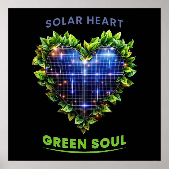 Solar Heart Green Soul - Solarpunk Art Impressão (Frente)
