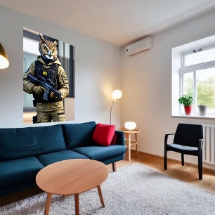 Soldado de coruja antropomórfico AI Art Poster