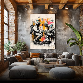 Soldados Jogando Xadrez - Poster de Arte da Rua An