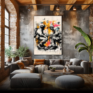 Soldados Jogando Xadrez – Poster de Arte de Rua An