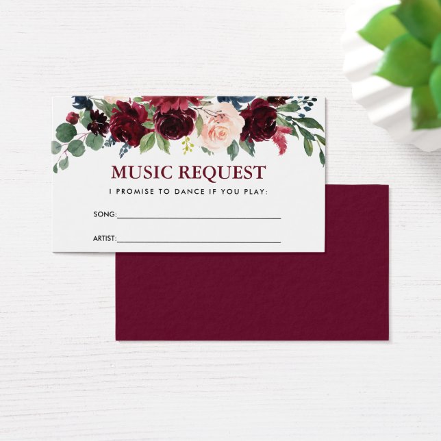 Solicitação de Música Floral Azul de Casamento Bur (Mesa)