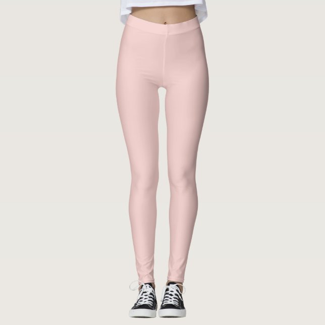 Solid Soft Pastel Pink Leggings Minimalist Athleis (Frente)