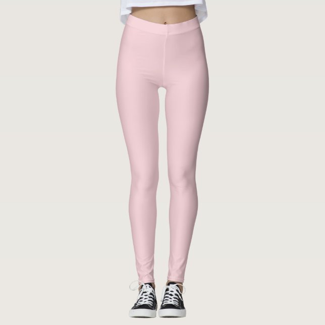Solid Soft Pastel Pink Leggings Minimalist Athleis (Frente)