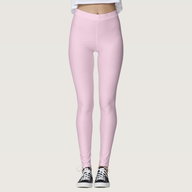 Solid Soft Pastel Pink Leggings Minimalist Athleis (Frente)