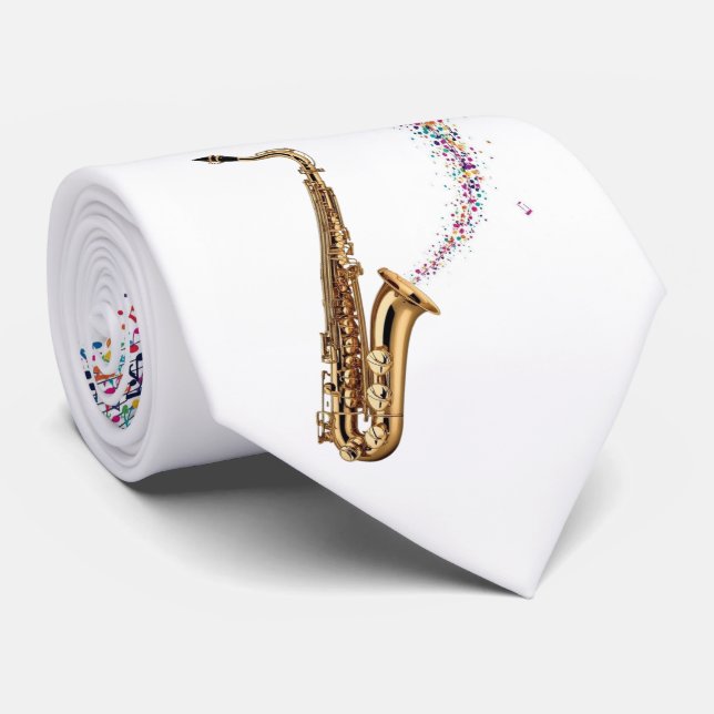 Solo de Saxofone - Gravata Personalizada para Home (Rolled)