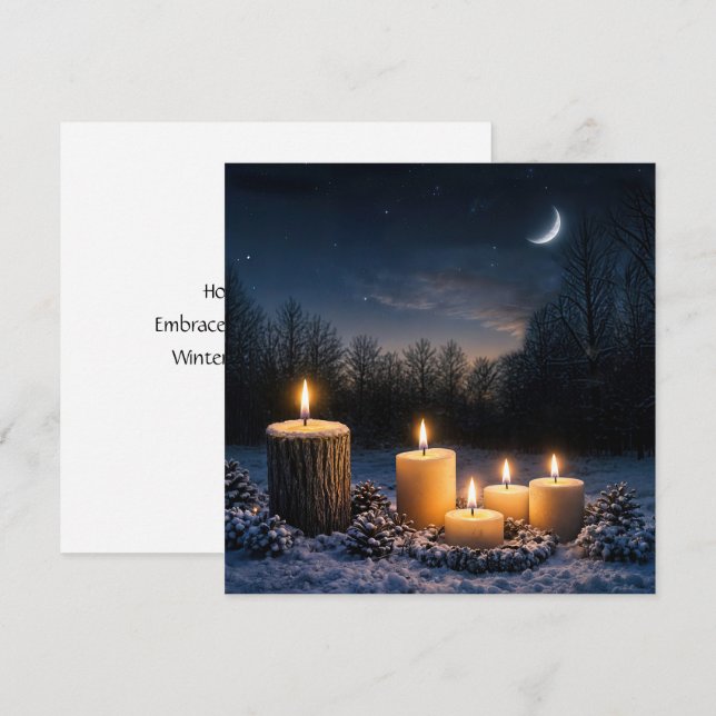 Solstício de Inverno Yule com Velas na Neve (Frente/Verso)
