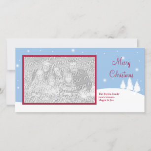 Solteiro foto com neve azul cartões de natal de Na