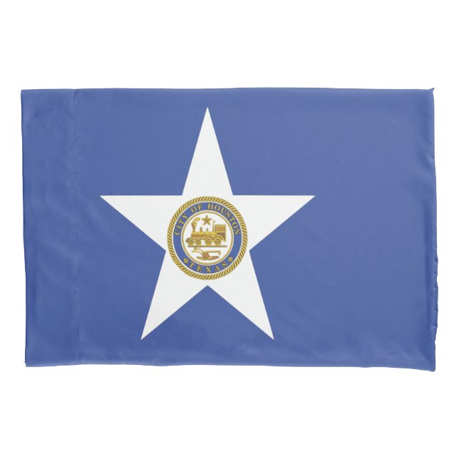Solteiro Pillowcase com bandeira de Houston (Frente)