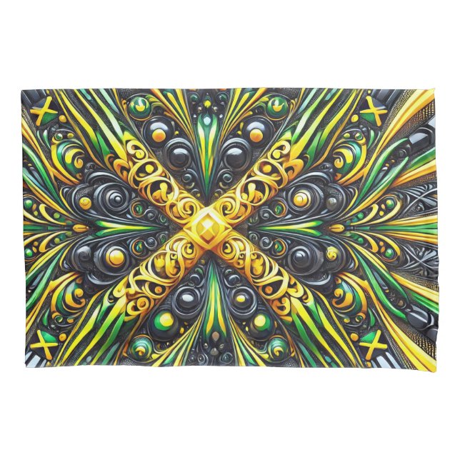 Solteiro Pillowcase com cores jamaicanas (Frente)
