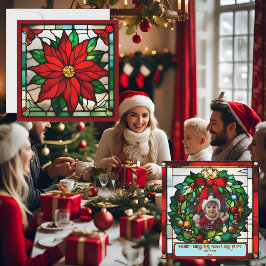 Solteiro Poinsettias Faux Vidro Mantido