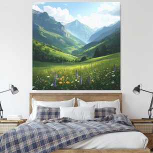 Sombra Alpina Sunlit - Canvas de Montanha Cênica p