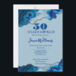 Sombras do Convite Azul de Aniversário<br><div class="desc">Este elegante convite azul e dourado é para um tom de festa de aniversário azul. Você pode mudar o convite para qualquer idade.</div>