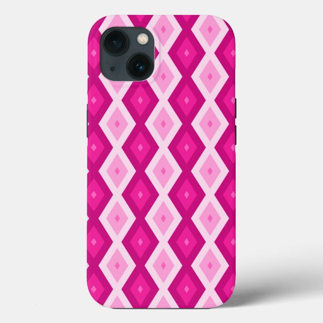 Sombras do padrão diamante fuchsia iPhone Case-Mat (Verso)