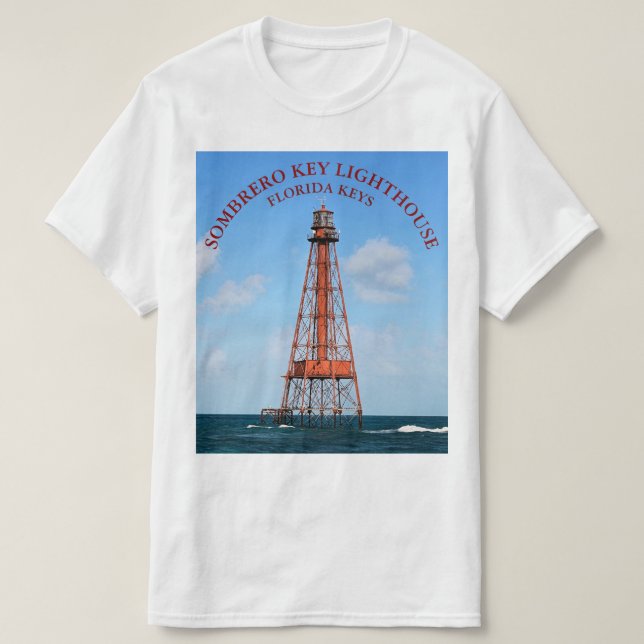 Sombrero Key Lighthouse Flórida Keys T-Shirt (Frente do Design)