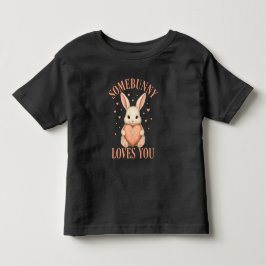 Somebunny Loves You Cute Bunny Black T-Shirt
