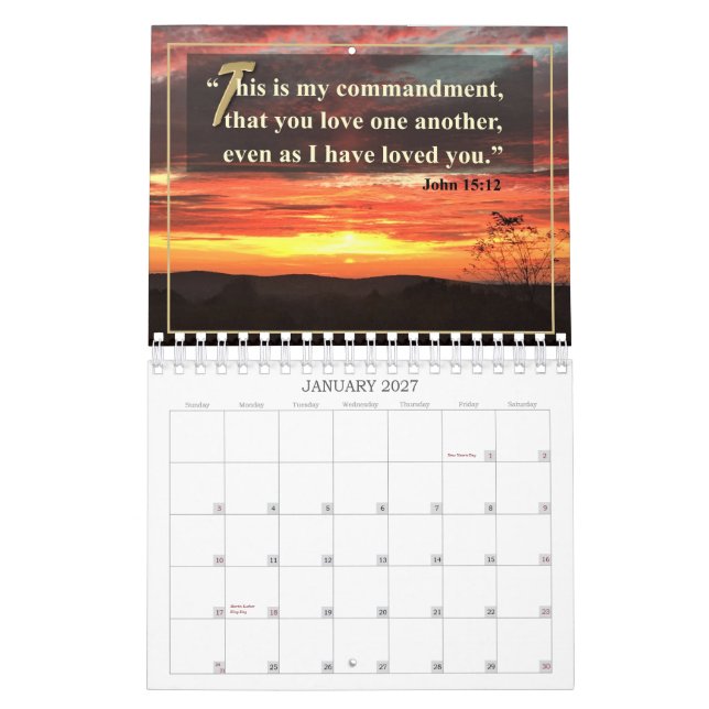 Somente deus calendário inspirado de 12 meses (Jan 2027)