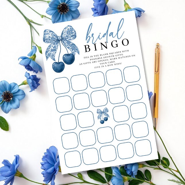 Something Blue Bow Bridal Shower Bingo Game (Criador carregado)