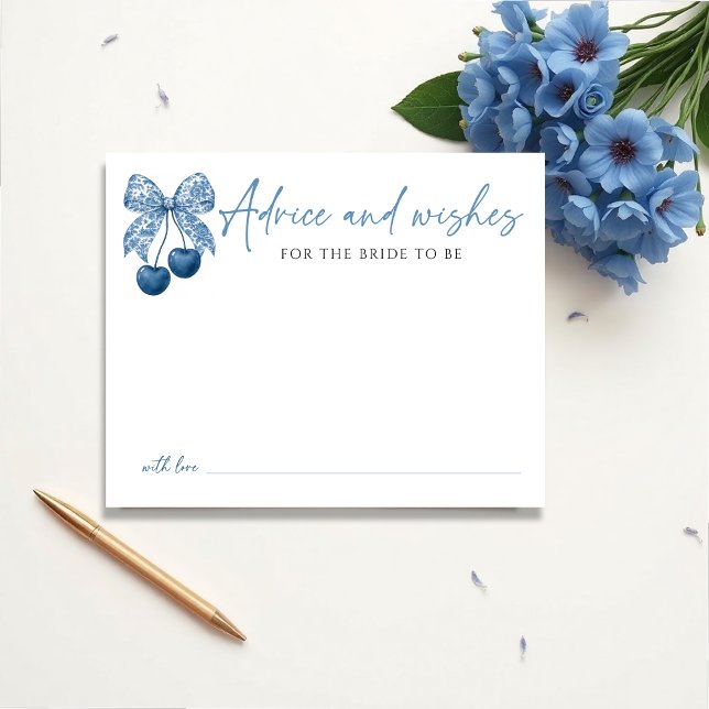 Something Blue Bridal Shower Theme Advice Card (Criador carregado)
