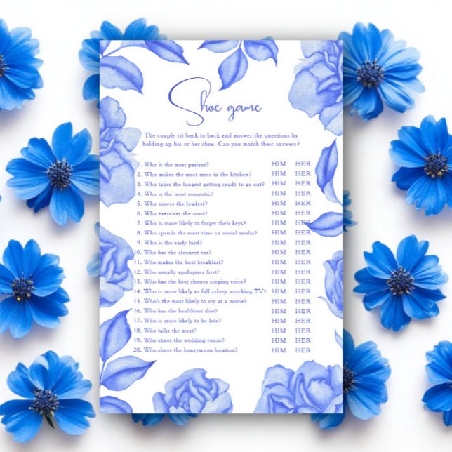Something blue floral Bridal shower Shoe game (Criador carregado)