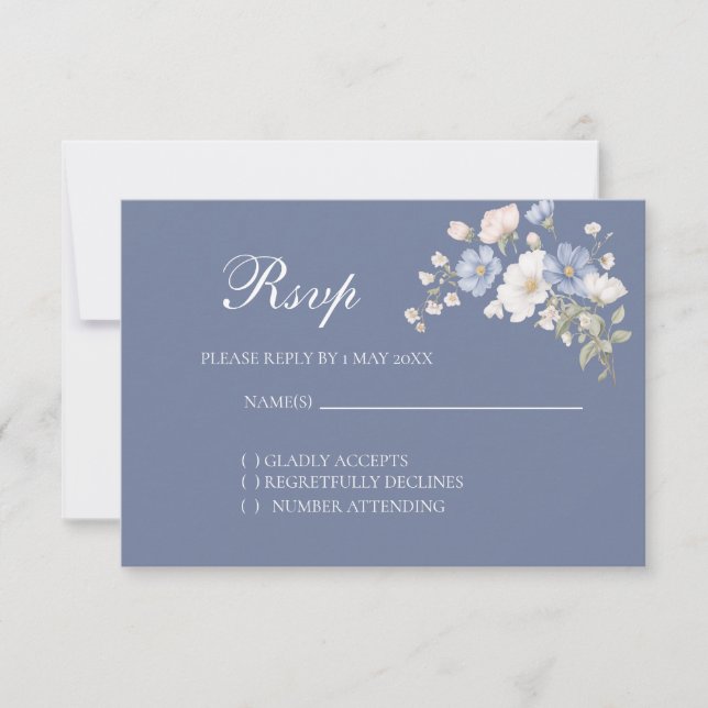Something Blue Wedding RSVP card (Frente)