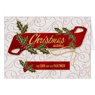 Son e sua parceira Holly Berries - Cartão de Féria