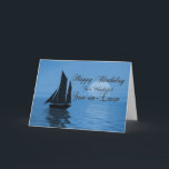 Son-in-Law, um cartão de aniversário de iate à lua<br><div class="desc">Envie cartões de aniversários com esta bela carta. Um iate veleja através de uma grande lua azul,  sobre um oceano tranquilo. Um cartão de excelente para um caçador ou marinheiro.</div>