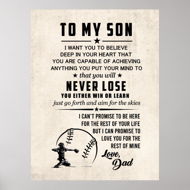 Son Motivational Poster Gift - Para o meu filho Po (Frente)