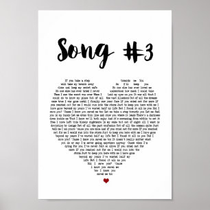 Song 3 Heart Song Lyric Wall Art Impressão