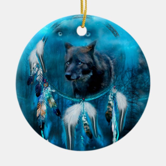 Sonhadora de lobo indiano com ornamentos étnicos (Frente)