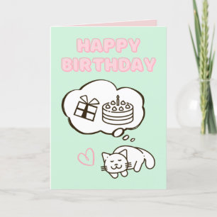Sonhando com Cat&Cake Feliz Cartão de Aniversário