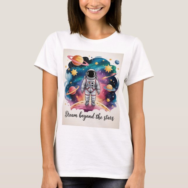 Sonhe Além das Estrelas – Camiseta do Astronauta e (Frente)