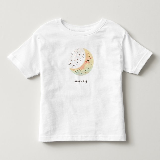 "Sonhe Grande" Camiseta Infantil Lua e Estrelas (Frente)
