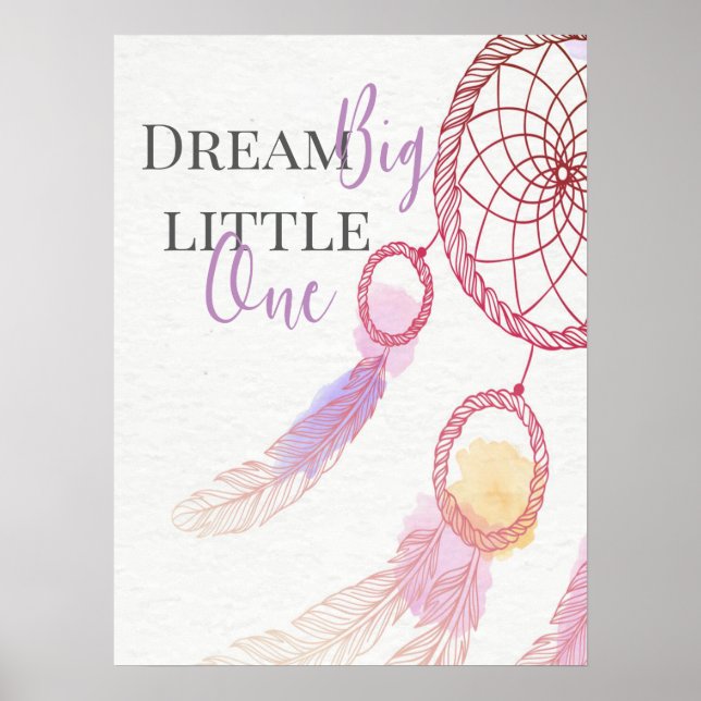 "Sonhe Grande Pequeno" Poster para Quarto de Crian (Frente)