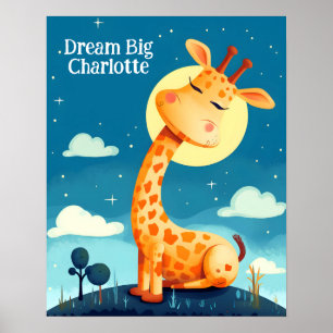 Sonho da Girafa Poster de Arte para Berçário de