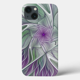 Sonho de Flor, Arte Fractal Verde Abstrato púrpura
