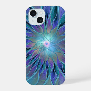 Sonho de Flor Roxa Azul Arte Fractal Abstrata