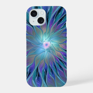 Sonho de Flor Roxa Azul Arte Fractal Abstrata