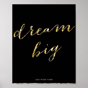 Sonho De Folha Negra E Dourada Grande Matte Poster