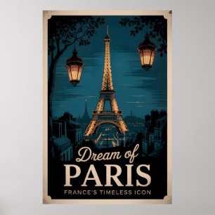 Sonho de Paris - Poster da Torre Eiffel Vintage