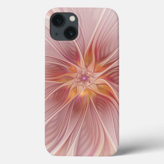 Sonho Floral Rosa Suave Arte Fractal Abstrata Flor (Verso)