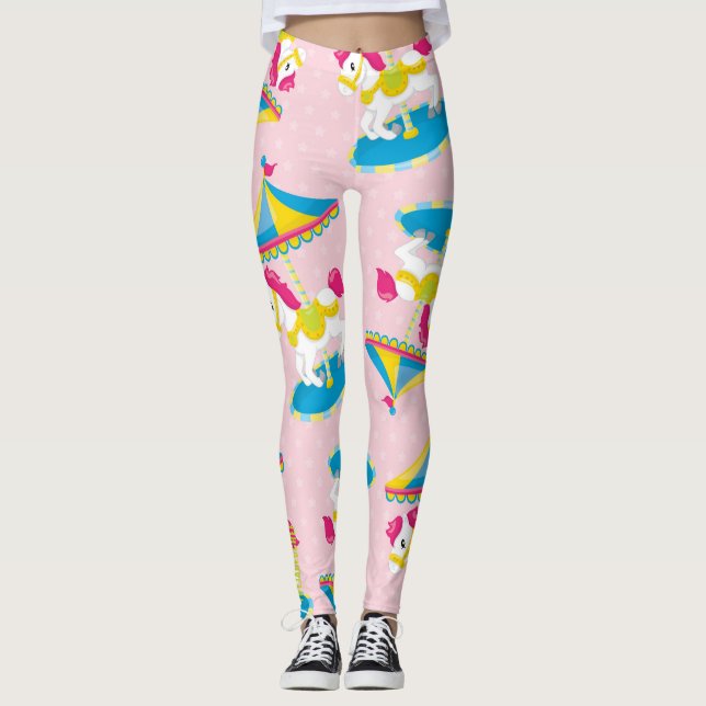 Sonhos de Carrossel: Pink Pony & Leggings Pastel (Frente)