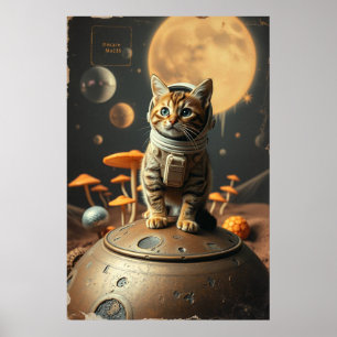 Sonhos de Gato Espacial: Poster de Odisseia Retroa