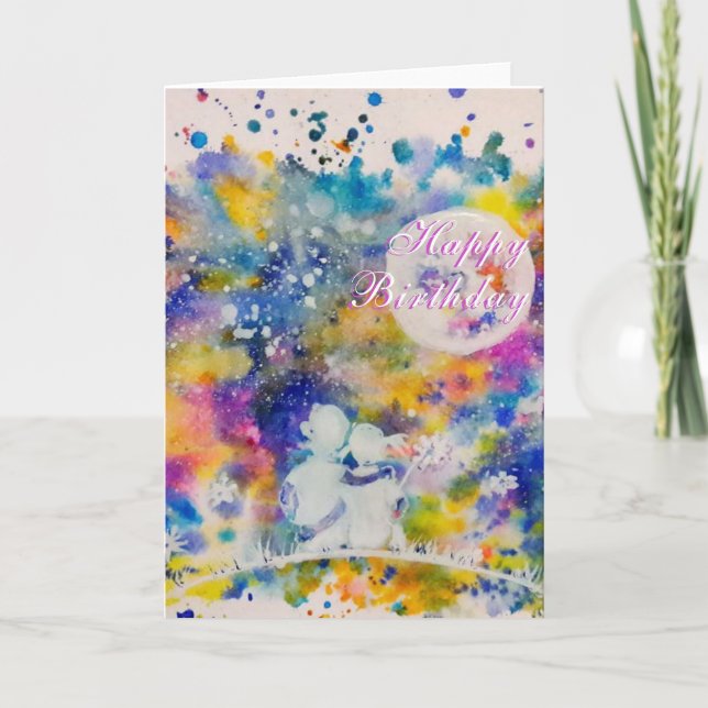 Sonhos de Lua do Casal de Cartão de Aniversário -  (Frente)