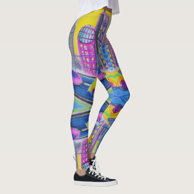 Sonhos Futurísticos: Leggings de paisagem Cityscap (Direita)