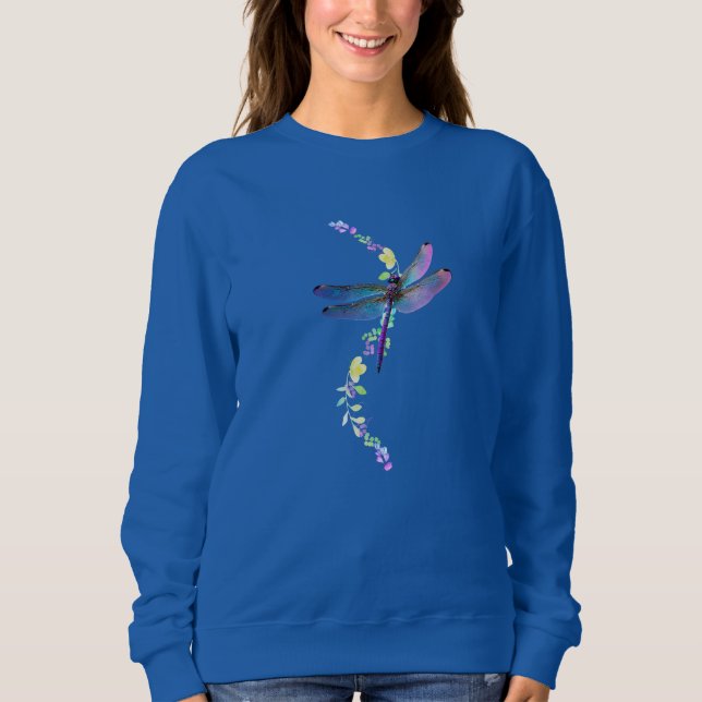 Sonhos Ondulantes: Camiseta de Libélula e Flores (Frente)