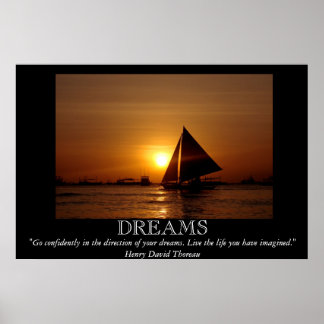 Sonhos Poster Motivacional Sunset Sailboat