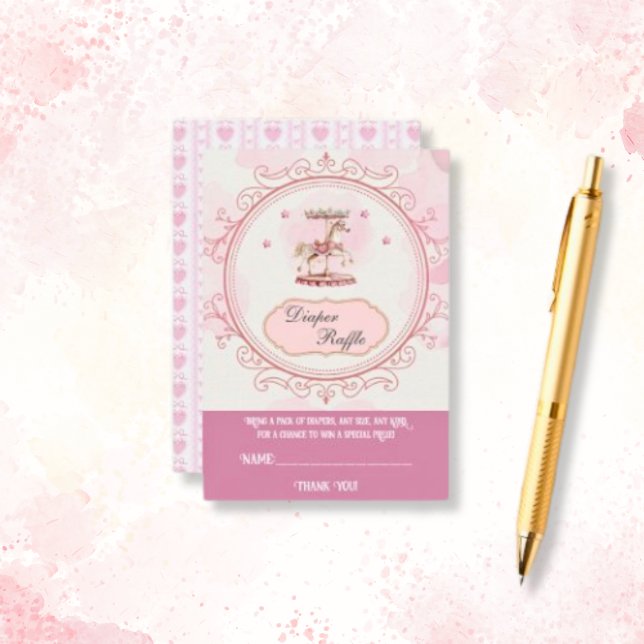 Sonhos Roxos - Cartões de Fralda de Raffle (diaper-raffle-purple-pony-baby-shower-enclosure-card)