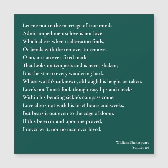 Sonnet 116Deixe-me não ao casamento das mentes ver (Frente)